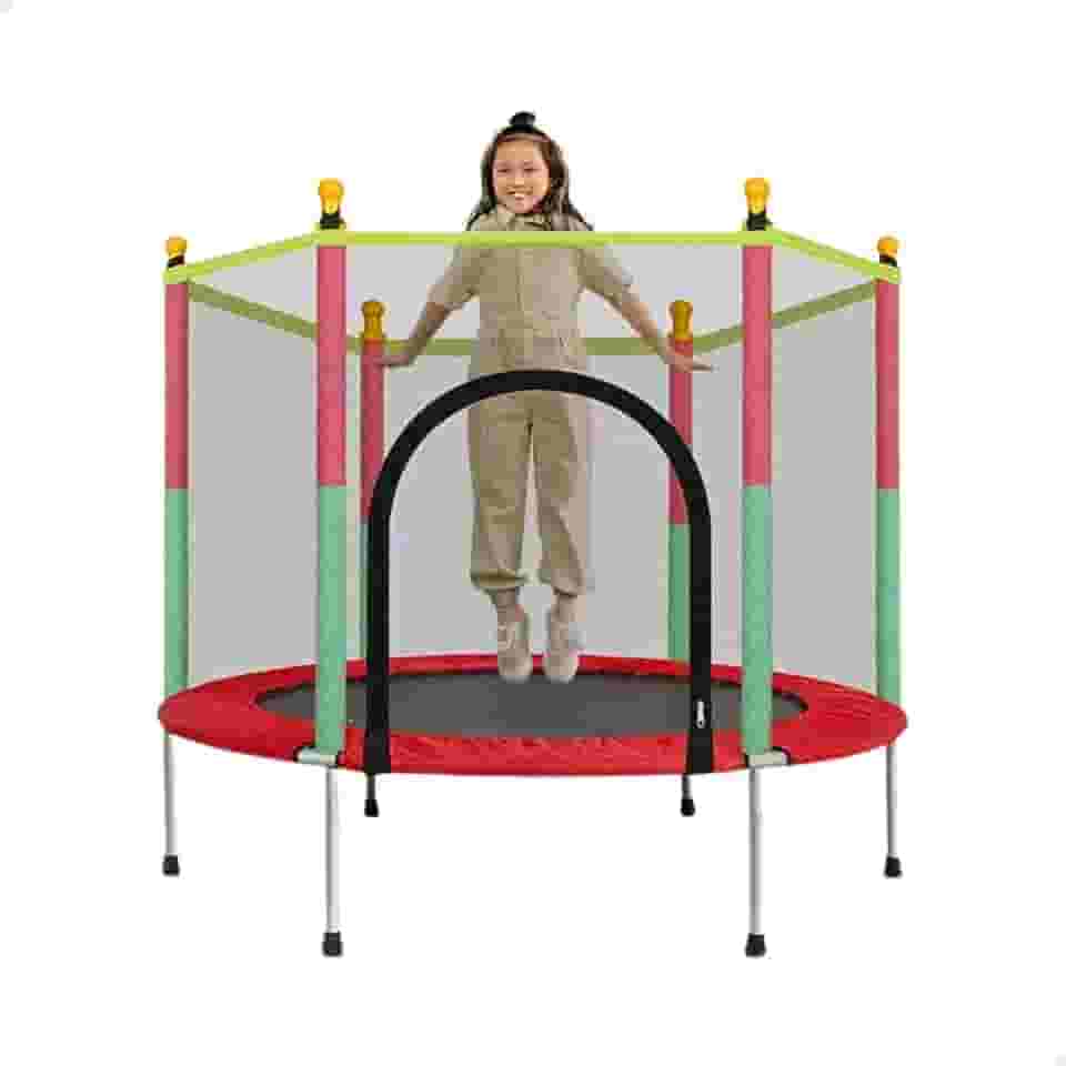Cama Elástica Pula Pula Trampolim Infantil Colorida Criança Playground Rede com Zíper 1,4m