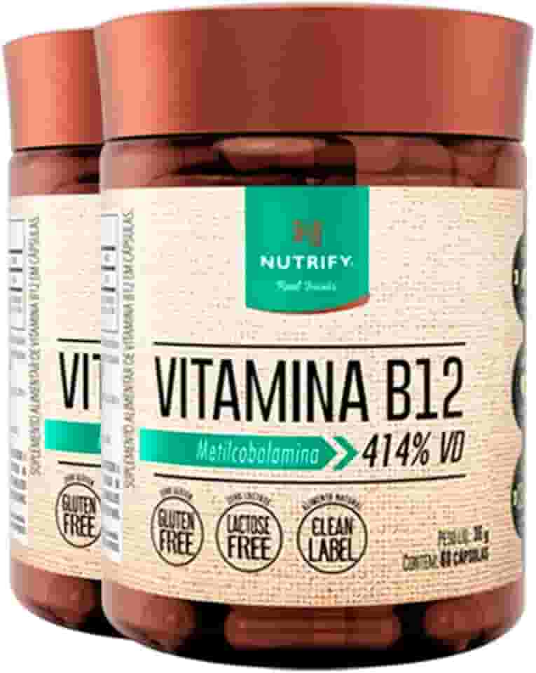 Kit 2 Vitamina B12 Metilcobalamina Nutrify 60 Cápsulas