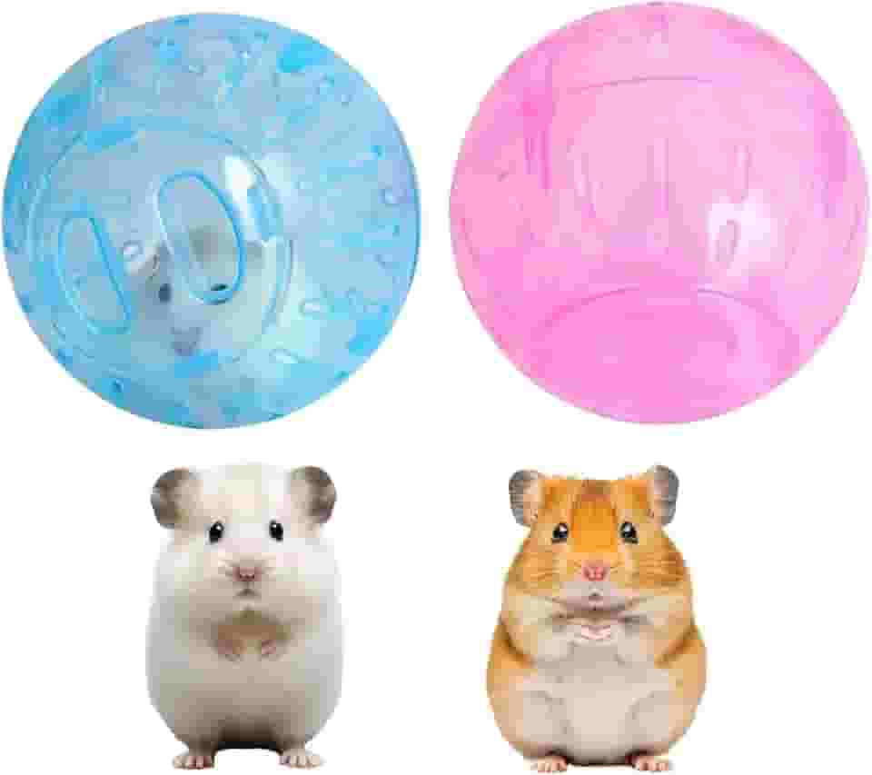 2 bolas de hamster rotundidade de 9 cm, bolas de exercício de hamster anão respiráveis e resistentes, brinquedos de gerbil, animais pequenos, suprimentos portáteis para animais de estimação pequenos