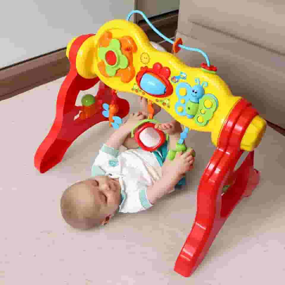 Centro de Atividades 3 em 1 para Bebê, Ginásio Musical Colorido com Espelho, Brinquedo Educativo Interativo, Plástico Atóxico, 58x53x42 cm, a partir de 3 Meses