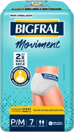 Roupa Íntima Bigfral Moviment, Bigfral, Pequeno/ Médio