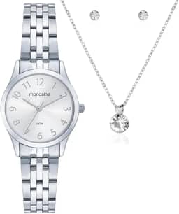 Kit Relógio Mondaine Prata Feminino 32608L0MKNE2K1 semi-joias