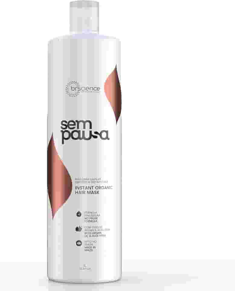 Máscara Alisadora Orgânica Sem Pausa Brscience 1L - Alisamento em 15 Minutos - Tratamento Disciplinante, Sem Formol, para Todos os Tipos de Cabelos - Ação Imediata, Dermatologicamente Testada, Hidratação e Brilho