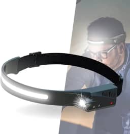 amuzer Lanterna de cabeça de LED recarregável por USB, lanterna de cabeça de corrida, lanterna com sensor de movimento, lanterna COB de 230° para caminhada, ciclismo, acampamento, caminhadas