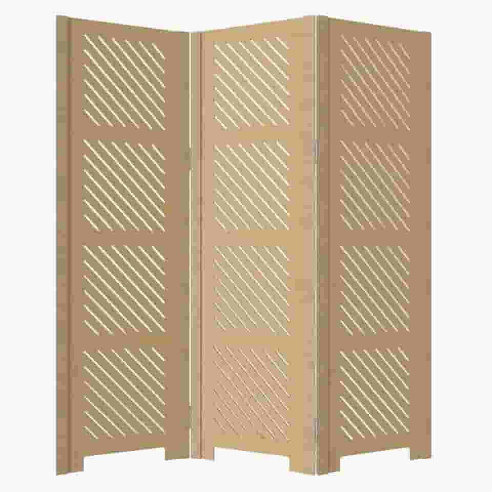 Biombo Divisor de Ambiente 3 Folhas em Mdf Bipartido- Painel Decorativo para Sala de Estar, Quarto e Home Office, 1.80m(VERTICAL)