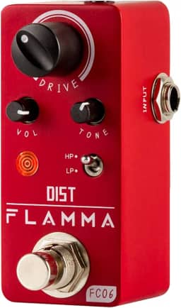 FLAMMA Pedal De Distorção Para Guitarra Fc06 Com Efeitos Elétricos E 2 Modos Hp/Lp, Mini Analógico, True Bypass