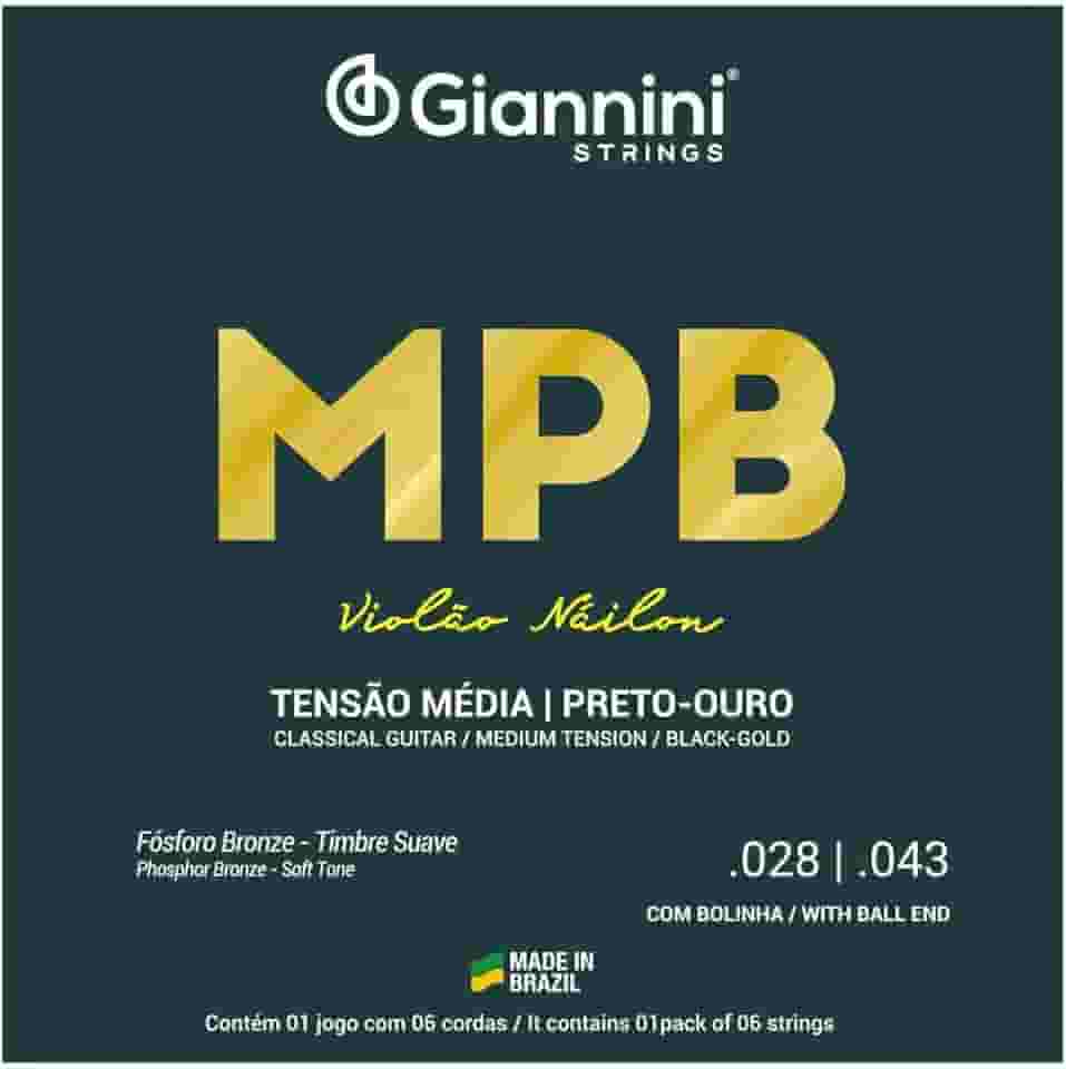 Giannini GENWBG MPB Jazz Clássico Guitarra Bronze Fósforo/Nylon Preto com Cordas Esféricos