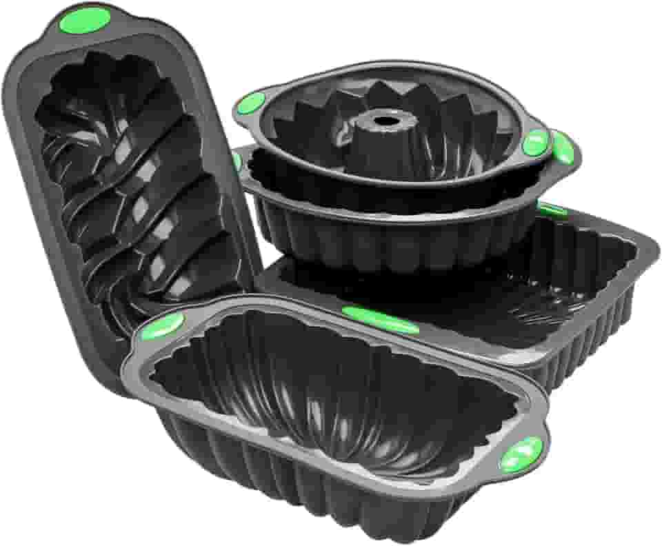 Jogo 5 Assadeira Premium Forma de Silicone para Forno air fryer com Alça de Bolo Pães Doces e Pudim