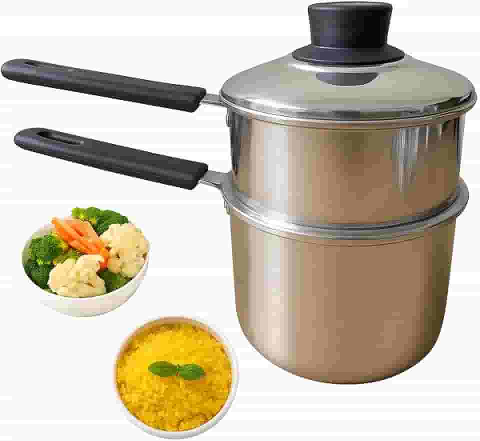 Cuscuzeira Individual Aluminio 2 em 1 Panela a Vapor Para Legumes Removivel Cozimento Pratico e Rapido Facil Limpeza