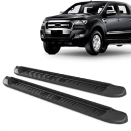 Par Estribo Lateral Injetado Ranger Cabine Dupla 2013 A 2023 Kit Fixação Incluso