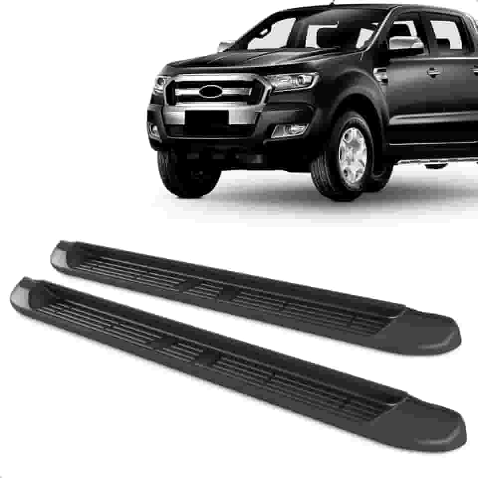 Par Estribo Lateral Injetado Ranger Cabine Dupla 2013 A 2023 Kit Fixação Incluso