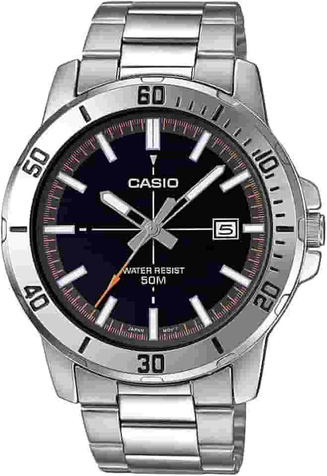 Relógio Masculino Casio Prata Com Data Fundo Preto Original