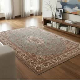 Tapete Sala Quarto Antiderrapante Tipo Persa Turkish Rug Marrom e Verde Antialérgico 140x100 Cm Antimancha Grande