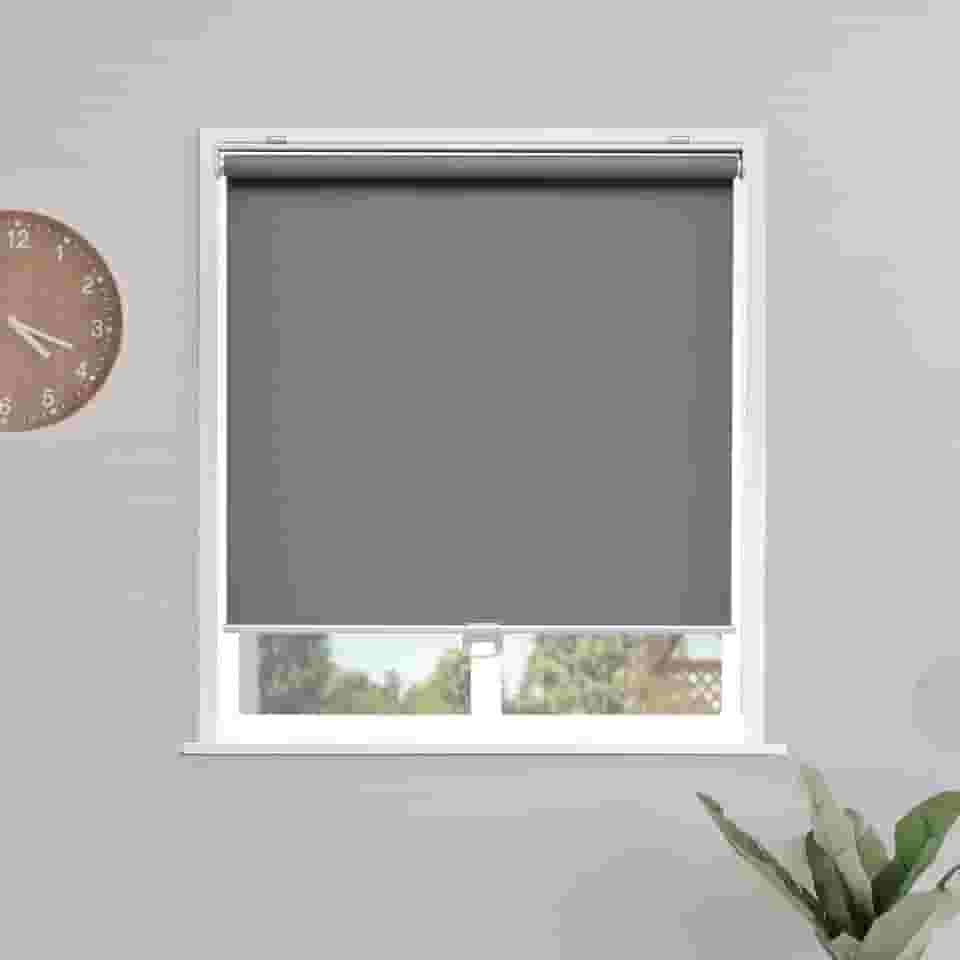 Persianas de rolo blackout sem fio para janelas, cortinas de escurecimento de ambiente com isolamento térmico fácil de instalar para sala de estar, quarto, casa, escritório, banheiro cinza 58,4 cm L x 182,8 cm A