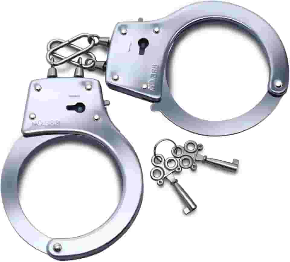 Algemas Metal Festas Fantasias Policial Carnaval, com Chaves, Acessórios de Fantasia Policial para Adultos (Prata)