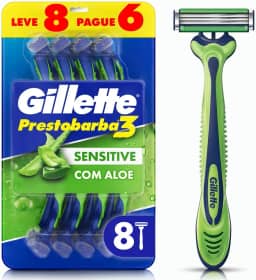 Aparelho de Barbear Descartável Gillette Prestobarba3 Sensitive Leve 8 Pague 6