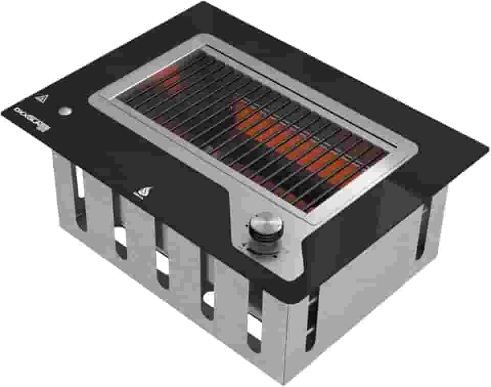 Churrasqueira a gás sem fumaça DInoxx DXXGLASS 300 - GN - Uruguaia - Teflon