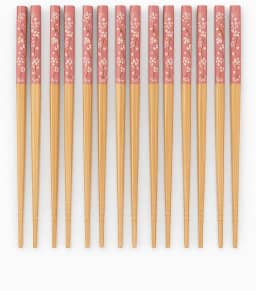 Kit de Hashi Bambu 10 Pares (20 palitos) | Talheres Orientais Reutilizáveis | Estampa Floral Sakura | Ecológico, Durável e Elegante