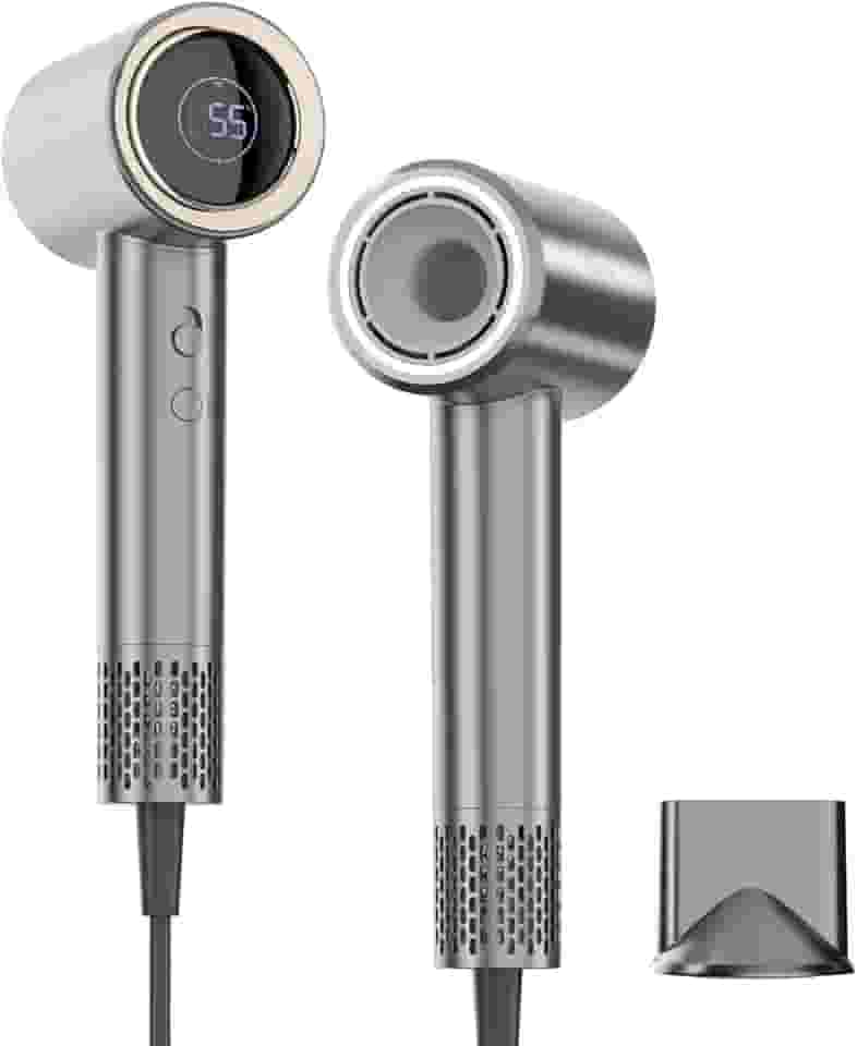 Secador de Cabelo Profissional 1500W 127V com Íons Negativos, Motor 110.000 RPM, Bocal Magnético 360°, 2 Velocidades/4 Temperaturas, Display Digital, Baixo Ruído, Cabo 1,6 m, Cinza