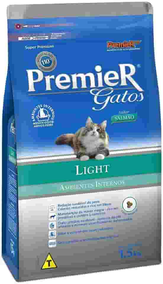 Premier Pet Ração Premier Ambientes Internos Light Para Gatos Adultos Sabor Salmão - 1 5Kg