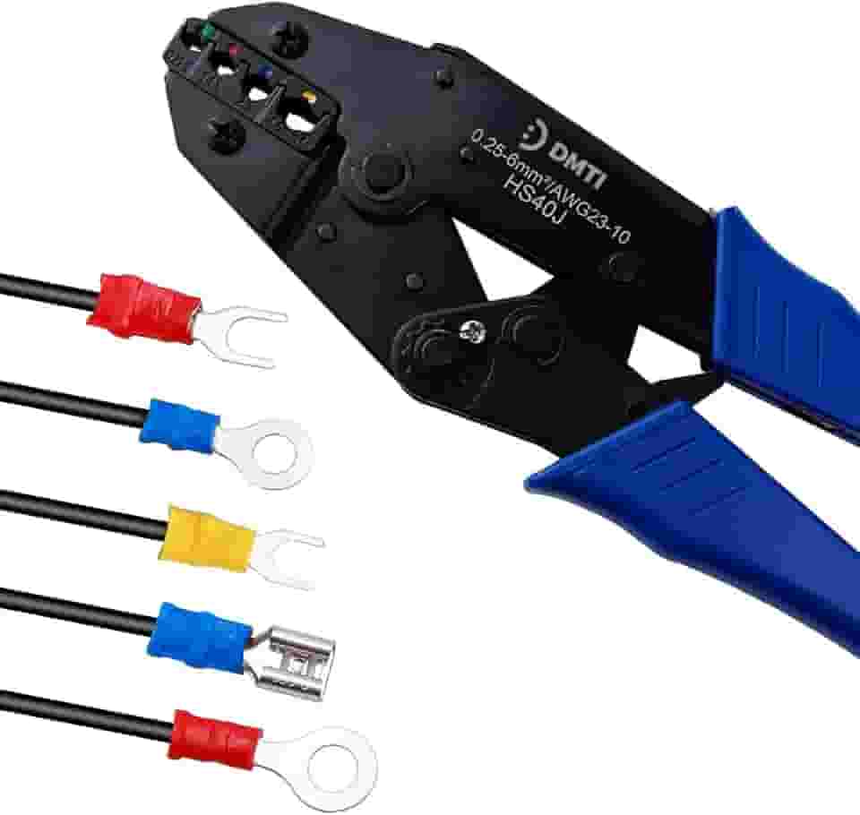 DMTI Alicate de Crimpar Terminal Pré E Isolado 0,25 A 6mm (Olhal, Pino, Luva, Forquilha, Faston, Bala, Hermafrodita etc.))