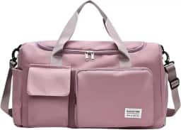 Mala de Mao Compacta de Viagem Feminina Funcional com Alca Transversal Bolsa de Viagem em Nylon Resistente com Bolso para Sapatos Ajustavel Leve e Versatil Ideal e Uso Diario (Rosa)