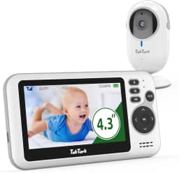 TakTark Babá Eletrônica com Câmera de Bebê 4.3" Monitor, Sem Wi-Fi, Áudio Bidirecional, Visão Noturna, Zoom Digital 3X, Modo VOX, Monitoramento de Temperatura, Ideal para Pais Novos