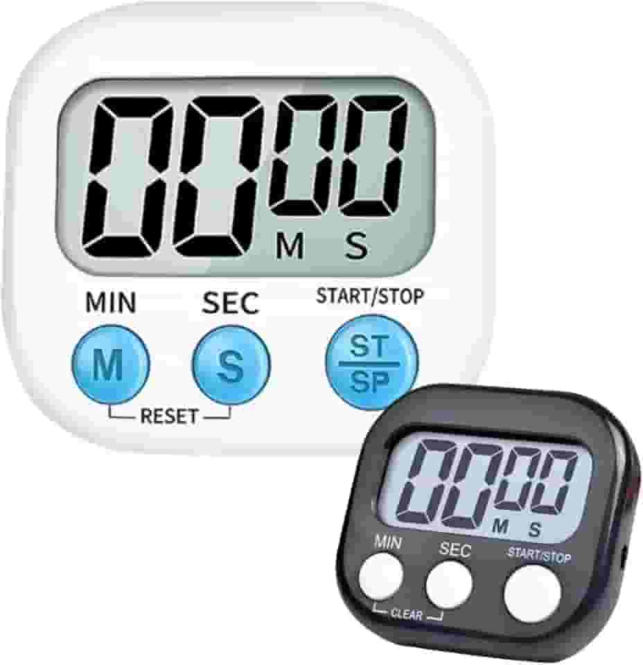 Timer Digital Para Cozinha Temporizador Cronômetro Relógio Imã, LCD Grande, Alarme, Suporte Para Mesa Ou Gancho Original Na Cor Branco ou Preto