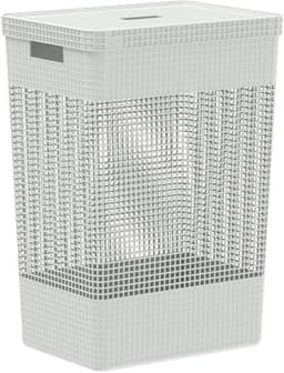 Ou Cesto de Roupas com Tampa 49L Branco Linha Grid