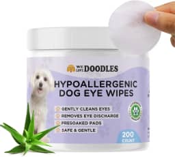 We Love Doodles Lenços umedecidos para cães - Limpe suavemente os olhos e remova manchas oculares com lenços umedecidos seguros e suaves - Removedor eficaz de manchas de lágrimas para cães, 200 peças