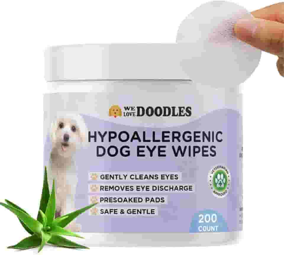 We Love Doodles Lenços umedecidos para cães - Limpe suavemente os olhos e remova manchas oculares com lenços umedecidos seguros e suaves - Removedor eficaz de manchas de lágrimas para cães, 200 peças
