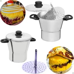 Cuscuzeira de Alumínio Polido 16cm com Tampas e Asas Resistentes – Cozimento Uniforme, Alta Durabilidade e Segurança para Preparar Cuscuz Nordestino e Outras Receitas Rápidas no Dia a Dia das Cozinhas