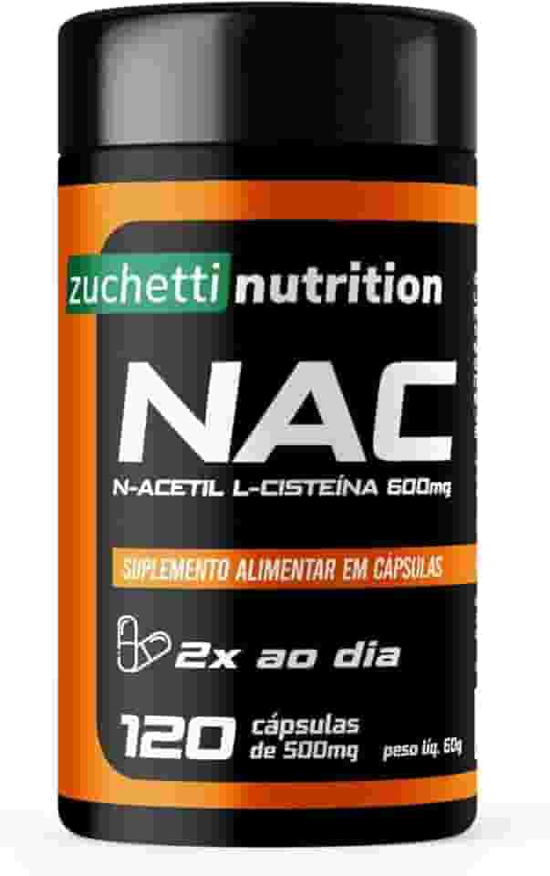 Nac 600mg n-acetil l-cisteína 120 cápsulas Zuchetti nutrition Suplemento capsula