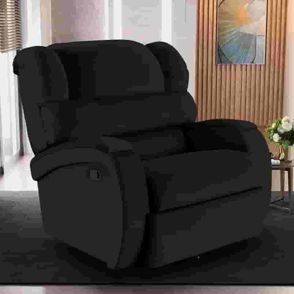 Poltrona do Papai Sala de Cinema Reclinável Kylie Glider Manual Giratória PU Preto G23