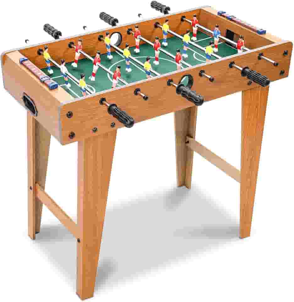 Botahan Pebolim Jogo de Futebol de Mesa, 69*35*61.5CM, Marrom, 18 Jogadores, Madeira e Aço, Portátil Completo, Mesa de Pebolim, Brinquedo Mesa de Jogos