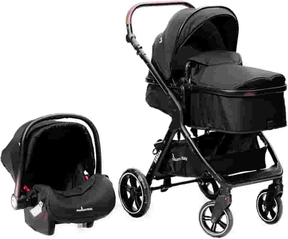 Premium Baby Carrinho Travel System Kansas Black Preto