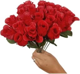 Buquê 24 Flores Artificial Botão Rosa decoração Casamento e Festa