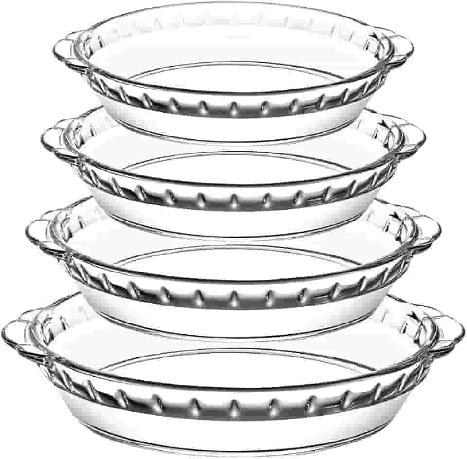 Conjunto 4 Travessas de Vidro Redondas Life Tamanhos 7P, 8P, 9P e 10P Travessas Refratárias Transparentes Armazenar e Preparar Alimentos, Ideal para Mesa Posta, Forno e Receitas do Dia a Dia