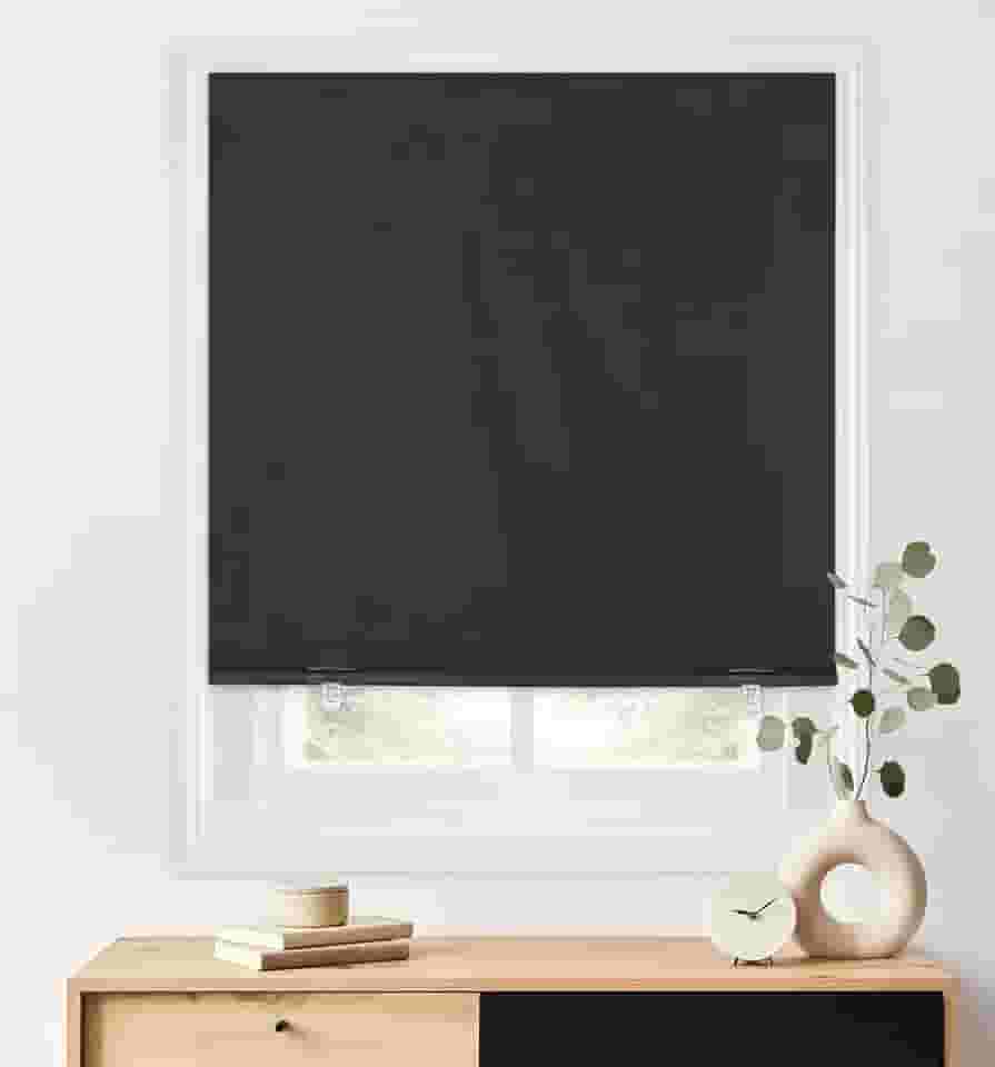 Persianas de rolô LazBlinds 100% blackout, não requer ferramentas nem perfuração, sem cordas, para janelas, isolamento térmico e proteção UV, privacidade para o quarto (91 x 183 cm, preto)