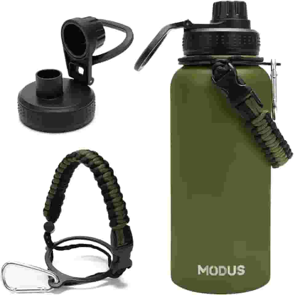 Garrafa Térmica De Água Isolada 1000ml Quente & Frio De Aço Inox Com Alça (Verde)