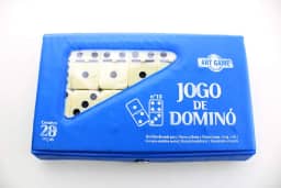 Jogo Dominó Profissional De Osso Estojo com 28 Peças Grandes Cores Variadas