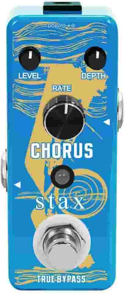 Stax Pedal de guitarra Chorus Pure Analog Metal Shell Pedal de efeito de guitarra para guitarra elétrica com som de coro alto quente e claro tamanho mini True Bypass.