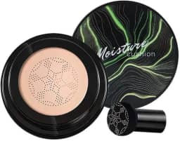 Base de cabeça de cogumelo, almofada de ar CC creme BB creme, corretivo hidratante, base de maquiagem brilhante de longa duração com esponja de maquiagem de cogumelo, fácil de aplicar, redonda