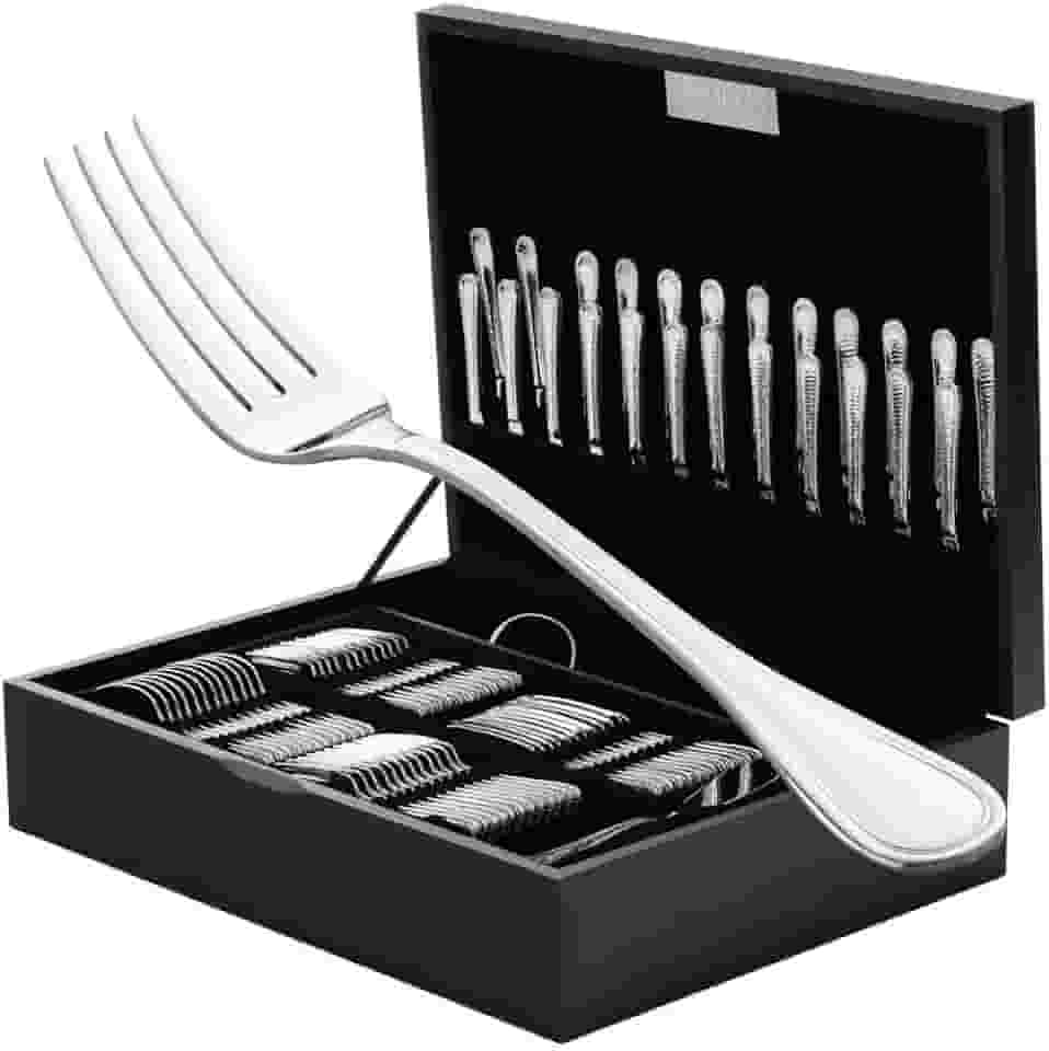 WOLFF Faqueiro de Aço Inox Avalon 130 Peças Sem Estojo - Serve 12 Pessoas - Jogos de Talheres - Mesa Posta - Utensílios de Cozinha, Enxoval, Casamento, Decoração