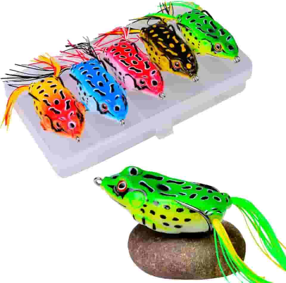 Isca Artificial Sapinho Sapo Frog Rã Anti Enrosco Kit 5 Unidades Com Estojo