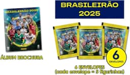 Kit C/ 1 Álbum Brochura + 6 Envelopes de Figurinhas Brasileirão 2025