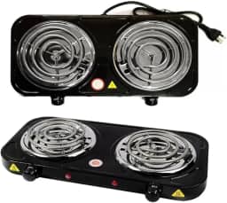 Fogão Elétrico Fogareiro Portátil Cooktop 2 Bocas 2000w 127v (PRETO)