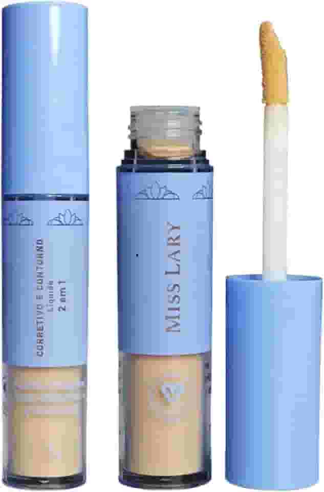 Corretivo Facial e Contorno Líquido 2 em 1, Alta Cobertura, com Colágeno e Ácido Hialurônico, Efeito Matte - Maquiagem Miss Lary (03)