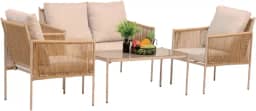 Conjunto de Àrea Externa Harbor com 1 Sofá, 2 Poltronas 1 Mesa - Bege/Claro