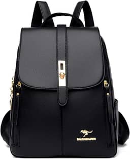 Mochila Feminina de Couro PU Antifurto Moda Simples Mochila Pequena Impermeável Vintage E Versátil Casual Bolsa Viagem Multiuso
